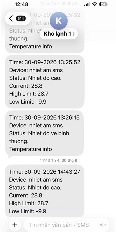 cảnh báo nhiệt độ từ xa qua sms